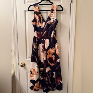 Aqua Floral Midi Dress - Navy and Pink Floral
